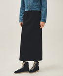 W CLASSIC LOGO SWEAT LONG SKIRT IN BLACK BLACK image 12