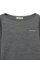 ESSENTIAL BOAT NECK KNIT TOP IN GRAY image 14