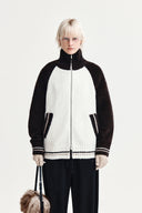 HIGH NECK RAGLAN KNIT ZIP UP FOR WOMEN IN DARK BROWN image 15