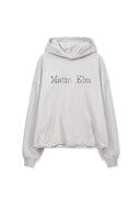 RAW EDGE HEM SWEAT HOODY IN LIGHT BEIGE image 12