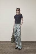 GLOSSY BANDING TRACK PANTS IN MINT image 10