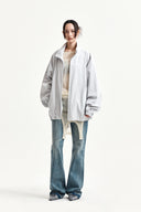BACK LOGO HIGH NECK JUMPER IN LIGHT GRAY image 9