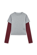 GRAFFITI LOGO STRIPE LAYERED TOP IN GRAY image 12