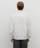 BASEBALL LOGO COLLAR HALF ZIPUP SWEATSHIRT IN LIGHT HEATHER GREY image 3