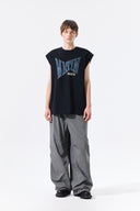 RAW EDGE CUT OUT SLEEVELESS TOP FOR MEN IN BLACK image 8