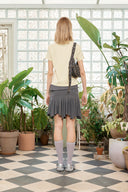 UNBALANCE FLARE FOLDING SKIRT IN CHARCOAL GREY image 8