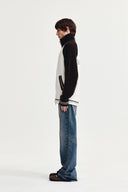 HIGH NECK RAGLAN KNIT ZIP UP FOR MEN IN DARK BROWN image 16