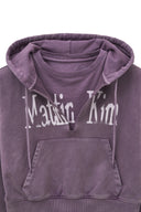 WASHED LAYERED CROP HOODY IN CHARCOAL GREY image 4