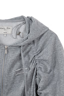 SLEEVE STRING DETAIL HOODY ZIP UP IN GRAY image 18