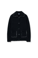 HANDMADE COLLAR KNIT CARDIGAN FOR MEN IN BLACK image 2