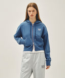 W BACK CLASSIC LOGO CROP HOODIE ZIPUP IN BLUE image 12