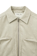FAUX LEATHER OUTPOCKET JUMPER IN LIGHT GRAY image 14