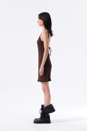 OPEN BACK RIBBED KNIT DRESS IN BROWN image 18