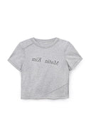 DIAGONAL LOGO REVERSIBLE CROP TOP IN GRAY image 2