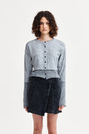 LAYERED TEXTURE KNIT CARDIGAN IN GRAY image 11
