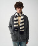 HAIRY OVERFIT V-NECK CARDIGAN IN GRAY image 1