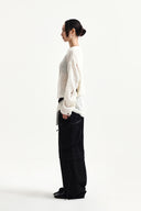 ASYMMETRIC DAMAGED KNIT PULLOVER IN IVORY image 6