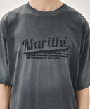 GRADATION OVERSIZED DYEING TEE IN CHARCOAL GREY