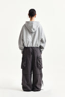 GRAFFITI LOGO CROP HOODY ZIP UP IN GRAY image 7