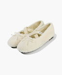 W CROSS BANDING SHEARING FLAT SHOES IN IVORY image 6