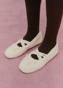W CROSS BANDING SHEARING FLAT SHOES IN BLACK image 1