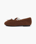 W CROSS BANDING SHEARING FLAT SHOES IN BROWN image 15