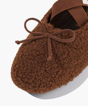 W CROSS BANDING SHEARING FLAT SHOES IN BROWN image 18