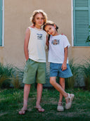 KIDS WAFFLE RINGER SLEEVELESS IN IVORY