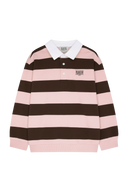 KIDS MICRO CLASSIC LOGO RUGBY STRIPE SWEATSHIRT IN BROWN