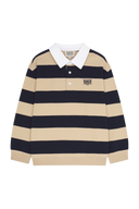 KIDS MICRO CLASSIC LOGO RUGBY STRIPE SWEATSHIRT IN NAVY