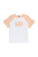 KIDS CLASSIC LOGO OVERSIZED RAGLAN TEE IN CORAL PINK