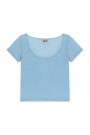 W SMALL CLASSIC LOGO SLEEVELESS LAYERED TEE IN SKY BLUE