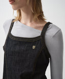 W SLIM FIT SLEEVELESS DENIM DRESS IN DARK BLUE