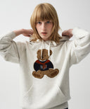 BOUCLE DOODLE BEAR HOODIE IN OATMEAL