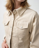 W SLIM FIT VELVET CORDUROY SHIRT IN IVORY