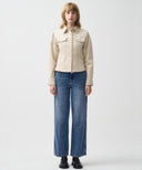 W SLIM FIT VELVET CORDUROY SHIRT IN IVORY