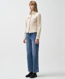 W SLIM FIT VELVET CORDUROY SHIRT IN IVORY