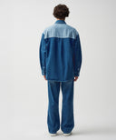 OVERSIZED PATCH WORK DENIM SHIRT JACKET IN BLUE
