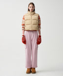W CLASSIC LOGO DUCK DOWN CROP VEST IN BEIGE