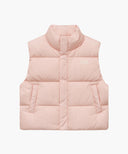 W CLASSIC LOGO DUCK DOWN CROP VEST IN PINK