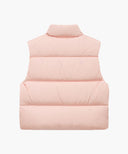 W CLASSIC LOGO DUCK DOWN CROP VEST IN PINK