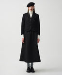 W QUILTED JACQUARD FULL SKIRT IN BLACK