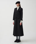 W QUILTED JACQUARD FULL SKIRT IN BLACK