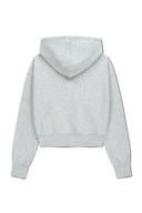 W SMALL CLASSIC LOGO CROP HOODIE IN LIGHT HEATHER GREY
