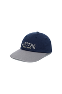 灰色拼接牛仔布電繡 LOGO 老帽