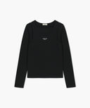 W LAYERED SHEER JERSEY LONG SLEEVE IN BLACK
