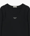 W LAYERED SHEER JERSEY LONG SLEEVE IN BLACK