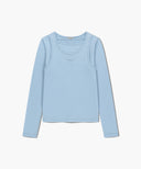 W LAYERED SHEER JERSEY LONG SLEEVE IN SKY BLUE