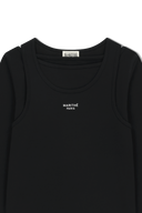 W LAYERED SHEER JERSEY LONG SLEEVE IN BLACK