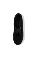 W CROSS BANDING SHEARING FLAT SHOES IN BLACK